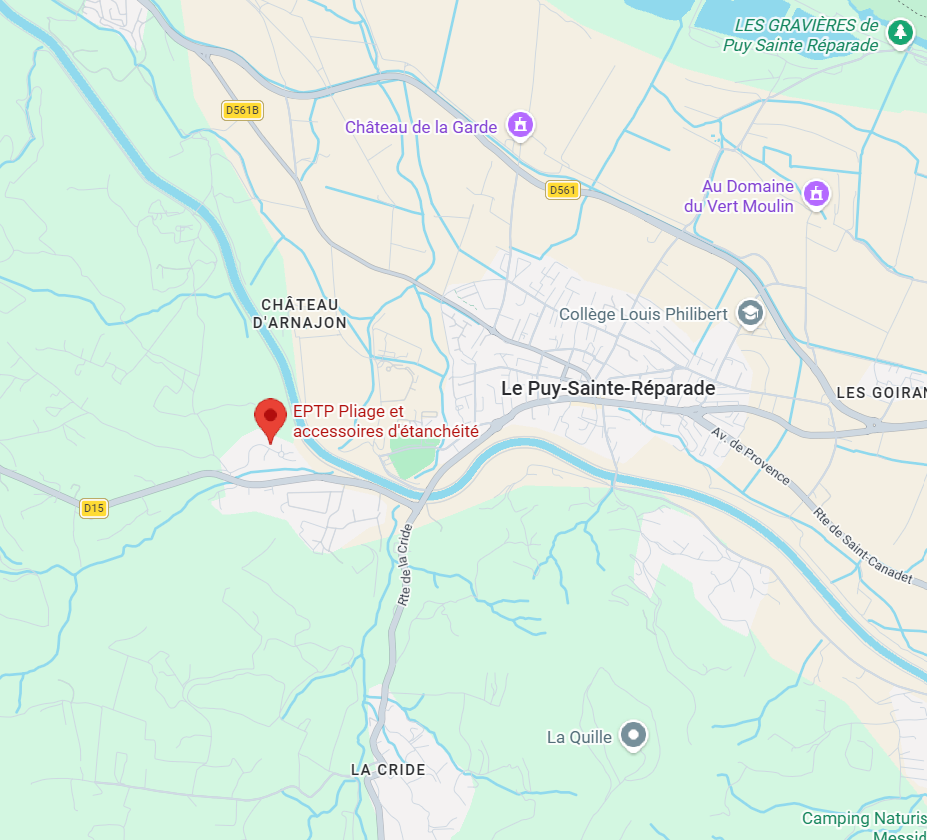 Localisation EPTP Pliage et accessoires d’étanchéité au Puy-Sainte-Réparade sur Google Maps